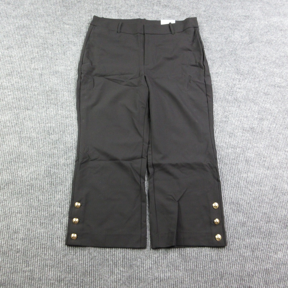 Chico's Pants Womens 3R Black Kick Flare Cropped Ponte Pockets 36x25.5* NWT
